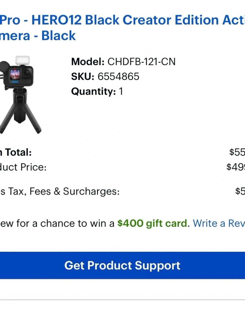 GoPro HERO Black Camera Bundle with Black Floating Handle and Mounts
